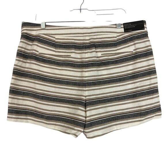 Ann Taylor Shorts Women's 14 Linen Blend Devin City Shorts Straight Fit Striped - Picture 2 of 12